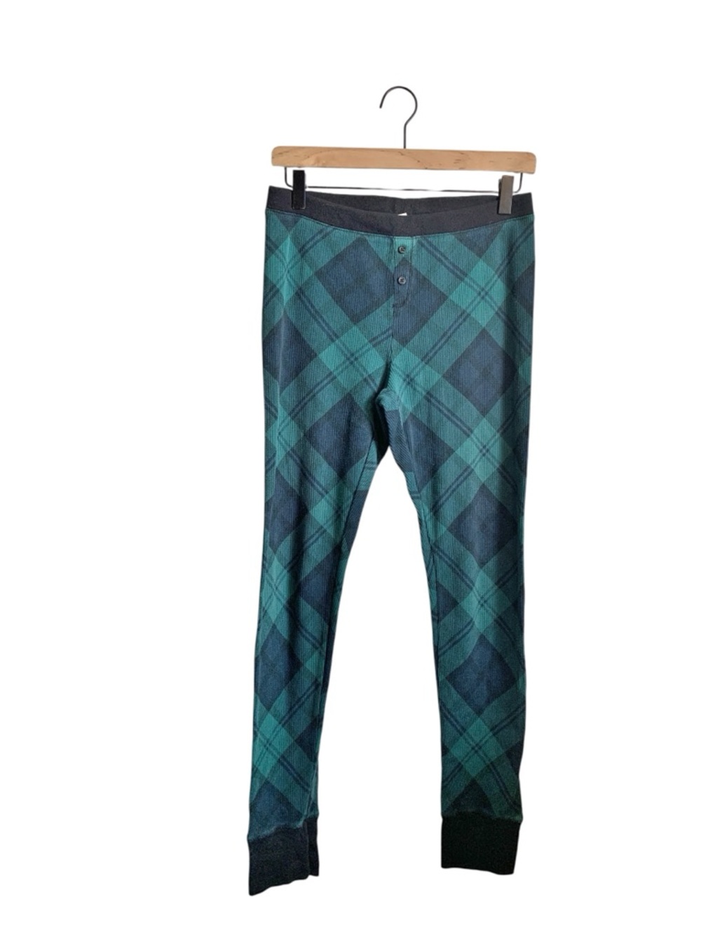 Old Navy Green & Navy Plaid Thermal Waffle Knit Pajama Pants M